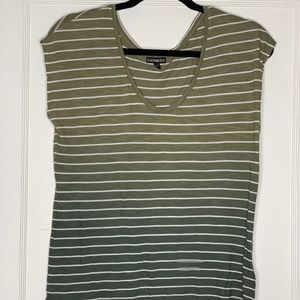 Express S/S Green Gradient Striped Tee S
